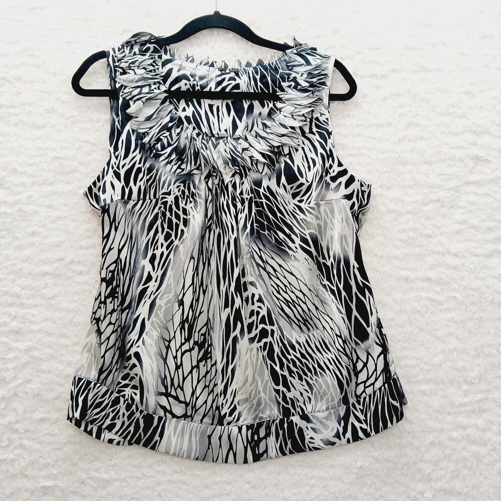 Blouse Romantic Black White Y2K Revival Goth Whimsycore Flutter Leaf Size M